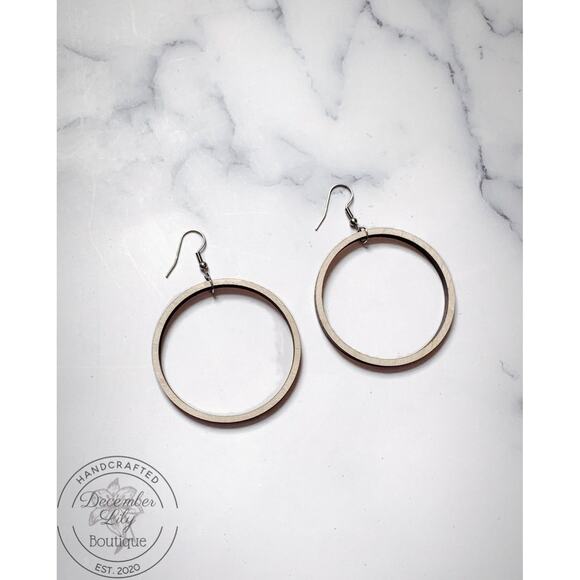 Wood Hoop Earrings - Picture 4 of 4